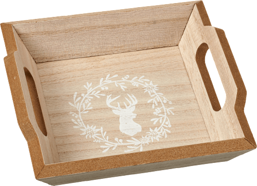 Holztablett, Hirsch, natur-weiß Dekorieren & Einrichten