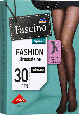 Strumpfhose mit Strass-Steinen schwarz Gr. 42/44, 30 DEN Fascino