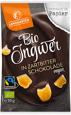 Schokolade Bio Ingwer in Zartbitterschokolade Landgarten