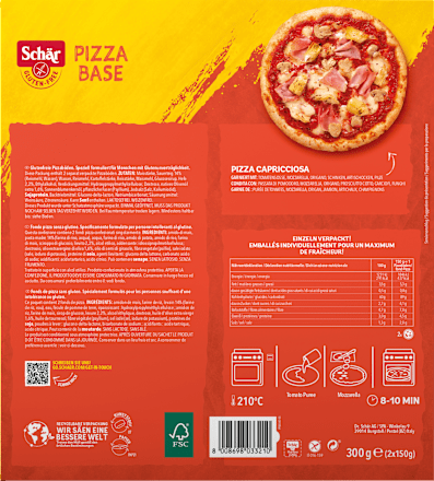 Pizzaboden Pizza Base glutenfrei (2x150g) Schär