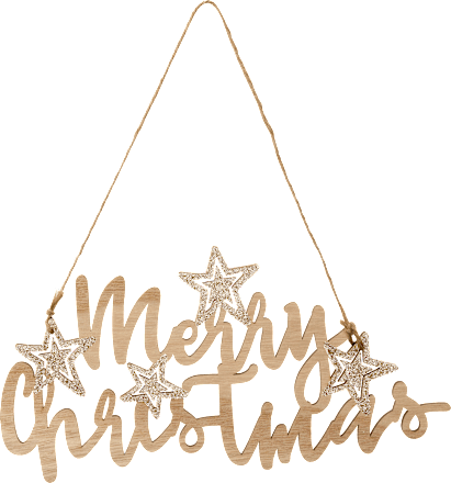 Holzschriftzug mit Sternen, natur/gold Dekorieren & Einrichten