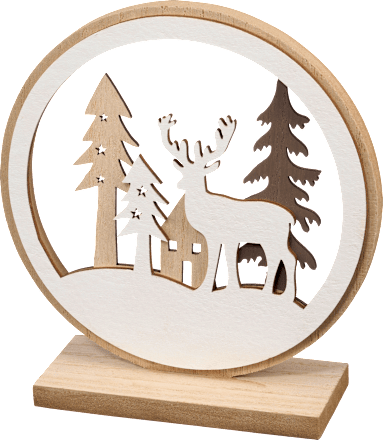 Holzaufsteller Ring, Wald mit Hirsch Dekorieren & Einrichten