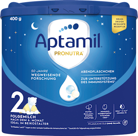 Folgemilch 2 Pronutra Abendfläschchen nach dem 6. Monat Aptamil