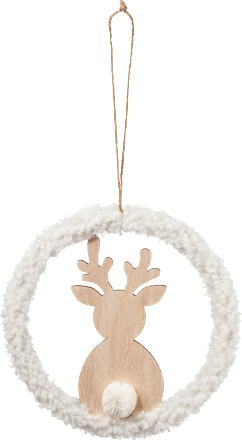 Elch im Holzring mit Teddyfell, weiß Dekorieren & Einrichten