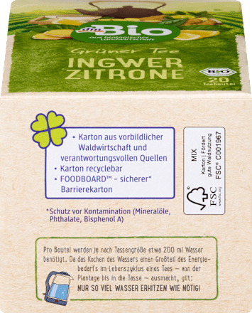 Tè verde con zenzero e mirto limone dmBio