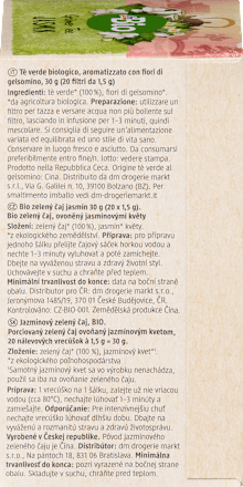 Bio jázminos zöld tea, 20 filter dmBio
