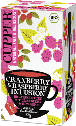 Früchtetee mit Cranberry & Himbeere (20 Beutel) Cupper