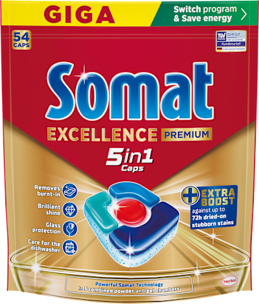 Таблетки за съдомиялна машина Excellence Premium 5в1, 54 броя Somat