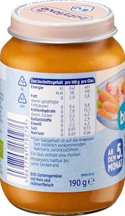 Legume cu orez & găină ECO 5+ babylove