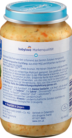 Meniu de legume cu orez & cod ECO 8+ babylove