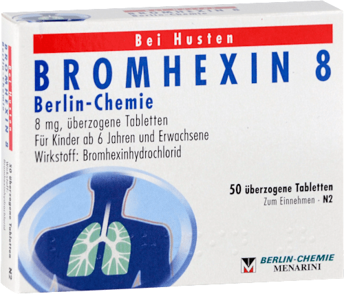 BROMHEXIN 8 Berlin-Chemie 8 mg Bromhexinhydrochlorid überzogene Tabletten BERLIN-CHEMIE