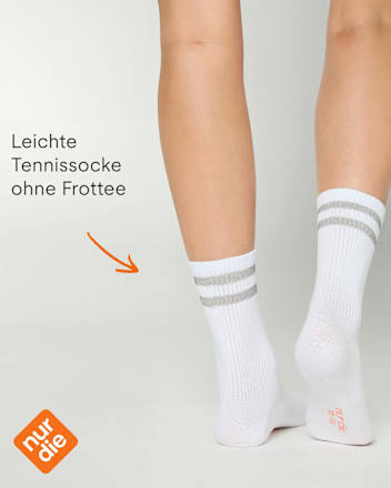 Socken mit Glitzer-Streifen weiß + grau + rosa Gr. 39-42 nur die