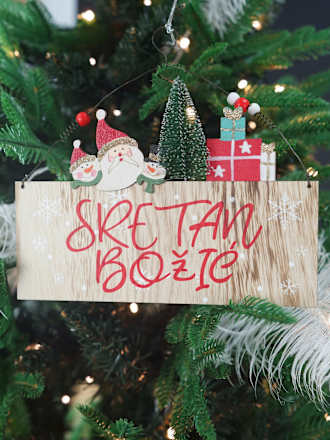 Drveni viseći vijenac – Sretan Božić ZOVAK