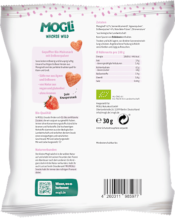 Kindersnack Erdbeer Herzen ab 3 Jahren MOGLi