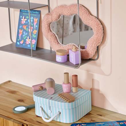 Wandspiegel Wolke mit Teddystoff, rosa (30x18x1,5 cm) dm home