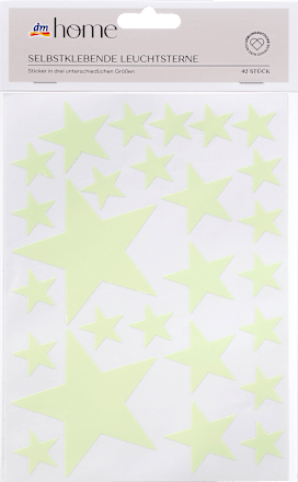 Leucht-Aufkleber-Set, Sterne, weiß (DIN A5 Bogen) dm home