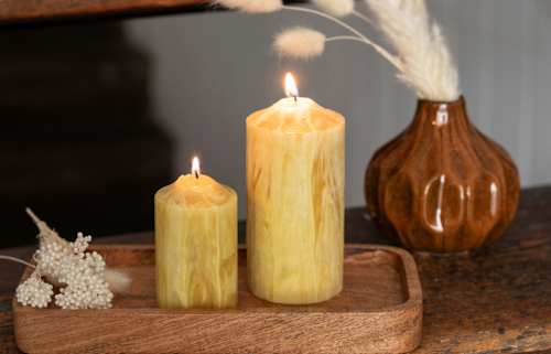 Stumpenkerze Bienenwachs Struktur 120/55 mm  Steinhart KERZEN