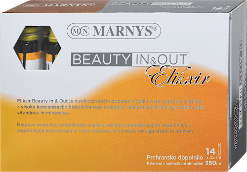 Prehransko dopolnilo za lepo kožo Beauty In & Out, 14 × 25 ml MARNYS
