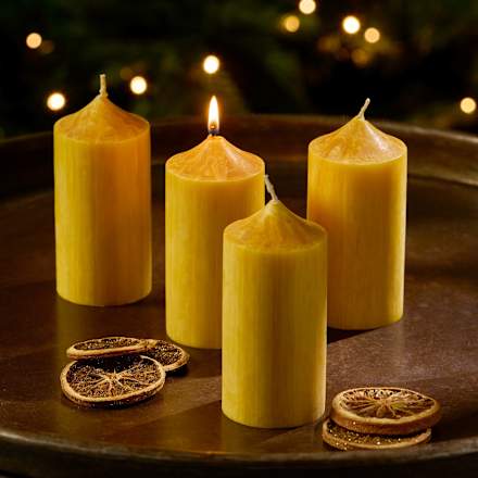 Stumpenkerze Bienenwachs Struktur 120/55 mm  Steinhart KERZEN