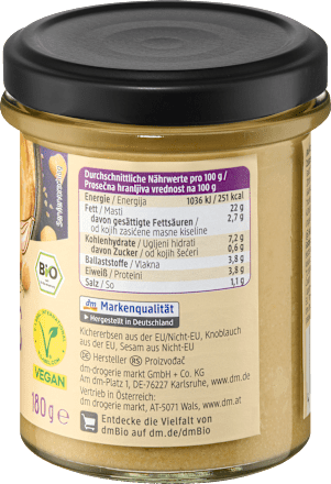 Cícerová nátierka Hummus Natur dmBio