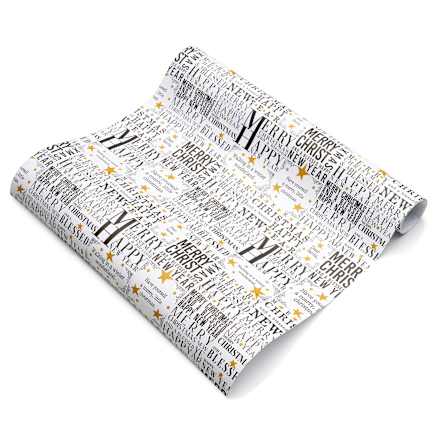 Geschenkpapier, Wishes, schwarz/gold, Kurzrolle Profissimo