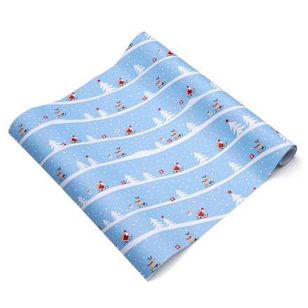 Geschenkpapier, Alpina, hellblau-beige-rot-schwarz, Kurzrolle Profissimo