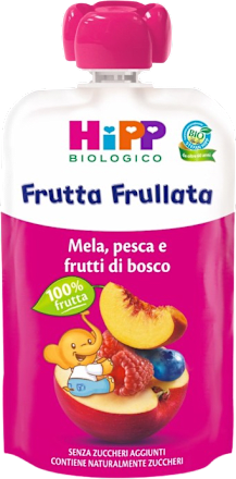 Frutta frullata mela, pesca e frutti di bosco HiPP