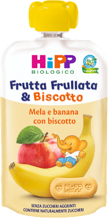 Frutta frullata mela banana e biscotto HiPP