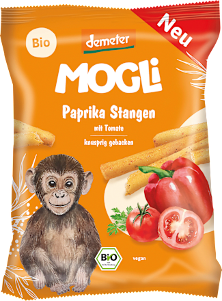 Kindersnack Paprika Stangen mit Tomate MOGLi