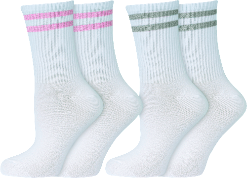 Socken mit Glitzer-Streifen weiß + grau + rosa Gr. 39-42 nur die
