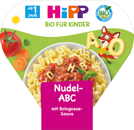 Kinderteller Buchstabennudeln mit Bolognese-Sauce  HiPP