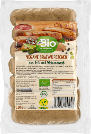 Tofu Bratwürstchen vegan dmBio