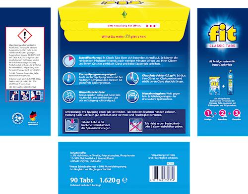 Spülmaschinen-Tabs Classic Maxi-Sparpack fit
