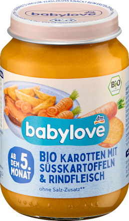 Bio zeleninový príkrm so sladkými zemiakmi a hovädzím mäsom babylove