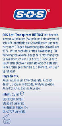 Antitranspirant Deo Zerstäuber Intense SOS