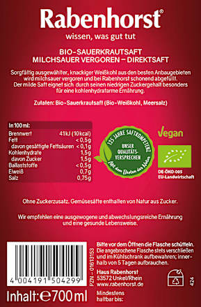Direktsaft, Mildes Sauerkraut Rabenhorst