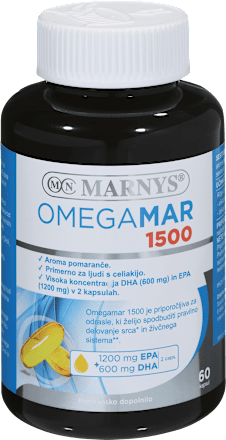 Prehransko dopolnilo za delovanje srca in živčnega sistema Omegamar 1500 mg MARNYS