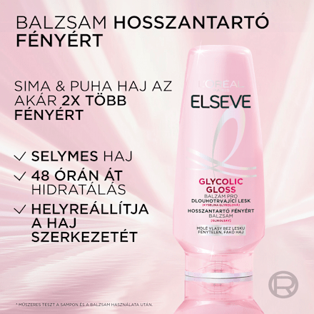 Balzsam Glycolic Gloss, fénytelen, fakó hajra L'ORÉAL PARiS ELSEVE