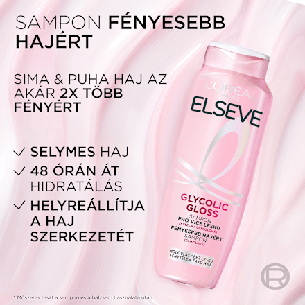 Sampon Glycolic Gloss, fénytelen, fakó hajra, nagy kiszerelés L'ORÉAL PARiS ELSEVE