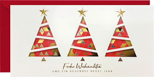 Grußkarten-Set mit Weihnachtsmotiven in rot CACTUS