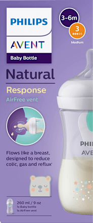 Babyflasche Natural Response AirFreeVentil weiß/Bär, ab dem 3. Monat, 260ml  PHILIPS AVENT