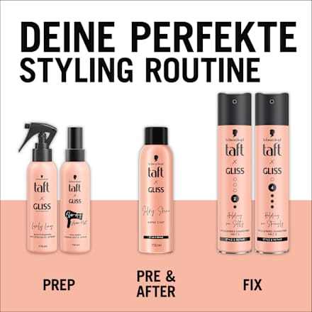 Glanz-Spray taft x Gliss Silky Shine Schwarzkopf taft