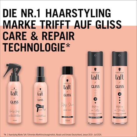 Glanz-Spray taft x Gliss Silky Shine Schwarzkopf taft