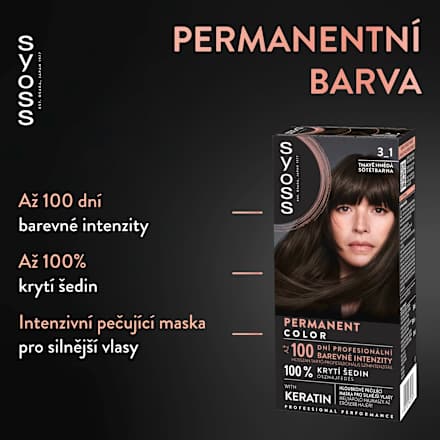 Vopsea de păr permanentă 3-1 Șaten Inchis syoss