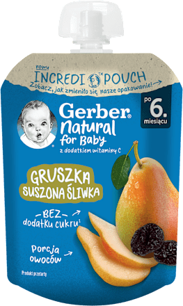 Mus gruszka, suszona śliwka, po 6. miesiącu życia Gerber