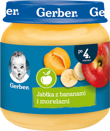 Deserek jabłka z bananami i morelami po 4. miesiącu Gerber