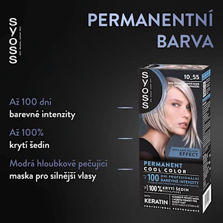 Vopsea de păr permanentă 10-55 Ultra Platinum Blond syoss