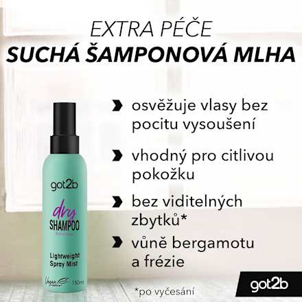 suchý šampon na vlasy Extra Care got2b