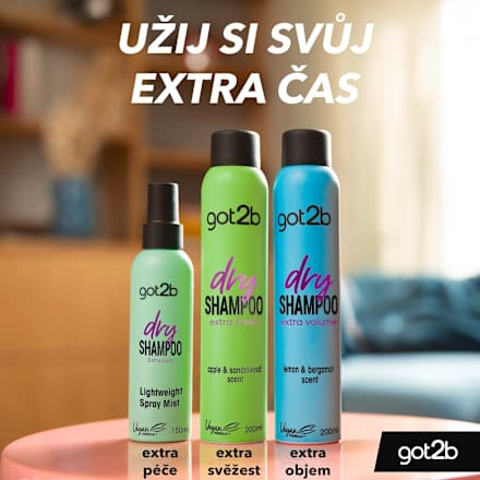 suchý šampon na vlasy Extra Care got2b