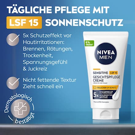 Tagescreme Sensitive Gesichtspflege Creme LSF 15 NIVEA MEN